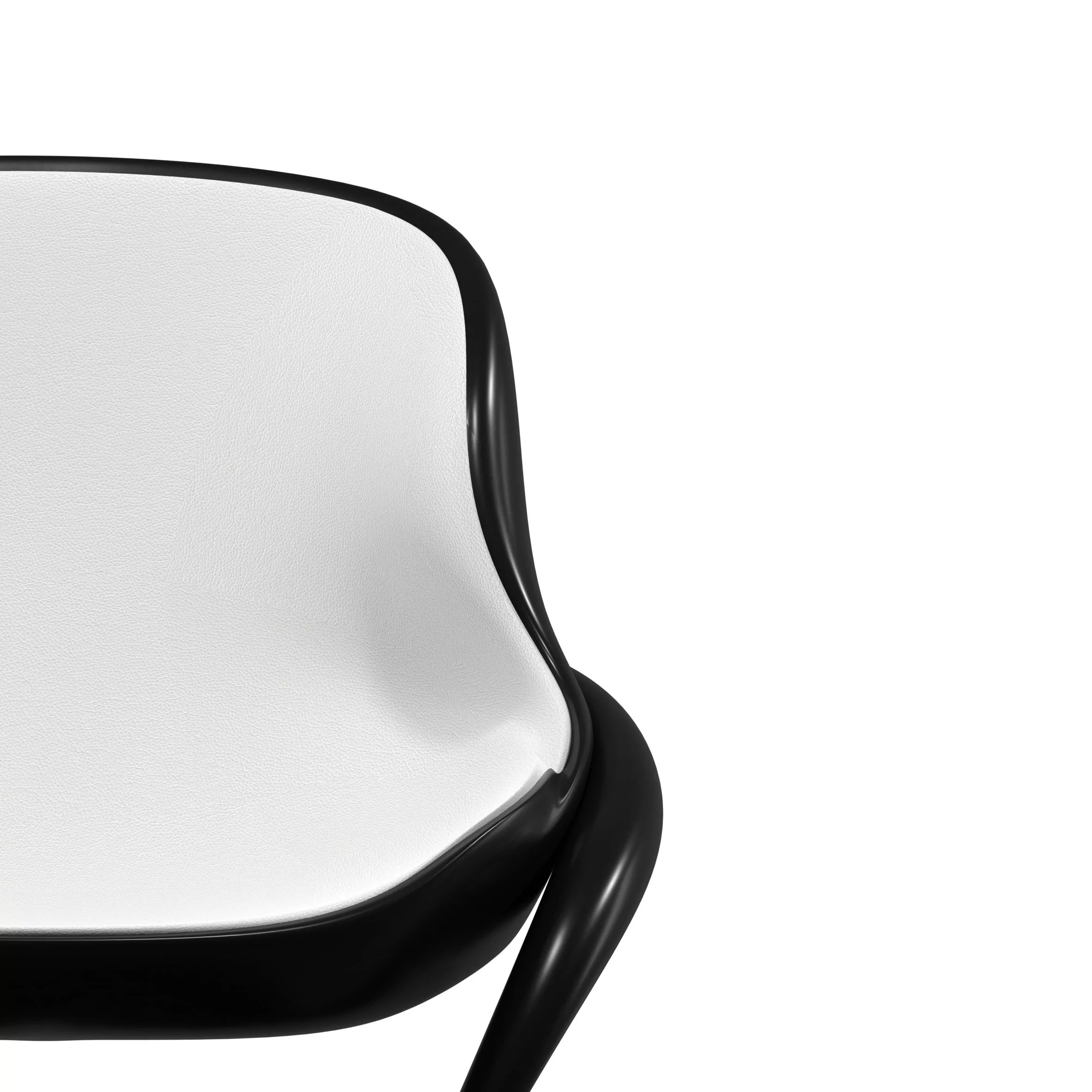 paul bruelle design chaise vue de face cut chaise cova noire cuir blanc 01